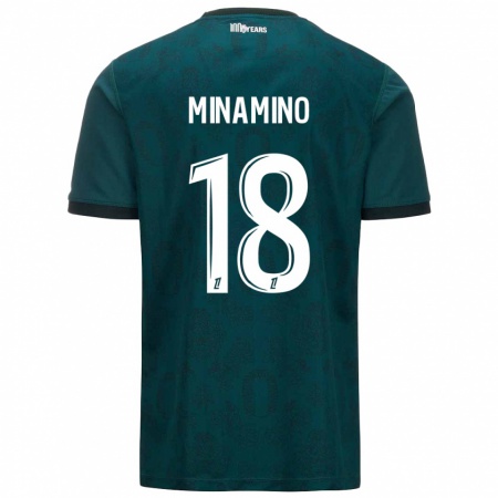 Kandiny Férfi Takumi Minamino #18 Sötétzöld Idegenbeli Jersey 2024/25 Mez Póló Ing