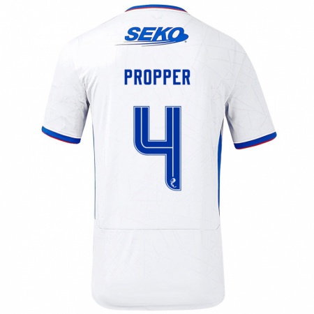 Kandiny Férfi Robin Pröpper #4 Fehér Kék Idegenbeli Jersey 2024/25 Mez Póló Ing