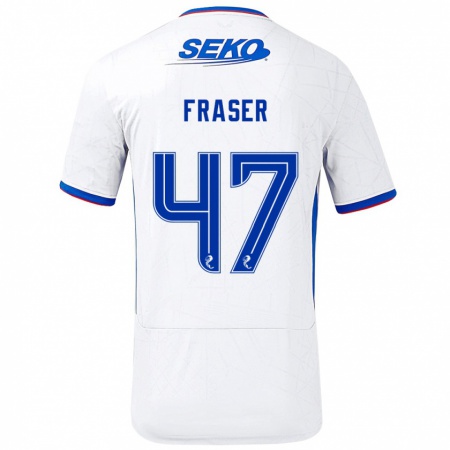 Kandiny Férfi Robbie Fraser #47 Fehér Kék Idegenbeli Jersey 2024/25 Mez Póló Ing