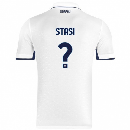 Kandiny Férfi Pasquale Stasi #0 Fehér Royal Blue Idegenbeli Jersey 2024/25 Mez Póló Ing