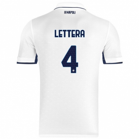 Kandiny Férfi Alessio Lettera #4 Fehér Royal Blue Idegenbeli Jersey 2024/25 Mez Póló Ing