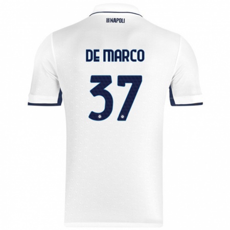 Kandiny Férfi Francesco De Marco #37 Fehér Royal Blue Idegenbeli Jersey 2024/25 Mez Póló Ing