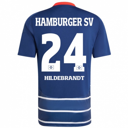 Kandiny Férfi Tjark Hildebrandt #24 Sötétkék Idegenbeli Jersey 2024/25 Mez Póló Ing