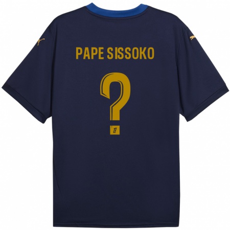 Kandiny Férfi Niama Pape Sissoko #0 Sötétkék Arany Idegenbeli Jersey 2024/25 Mez Póló Ing