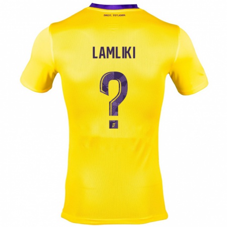 Kandiny Férfi Nassim Lamliki #0 Sárga Lila Idegenbeli Jersey 2024/25 Mez Póló Ing