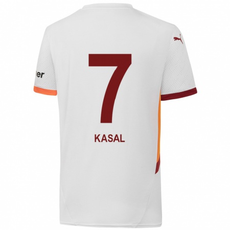 Kandiny Férfi Yasin Kasal #7 Fehér Sárga Piros Idegenbeli Jersey 2024/25 Mez Póló Ing