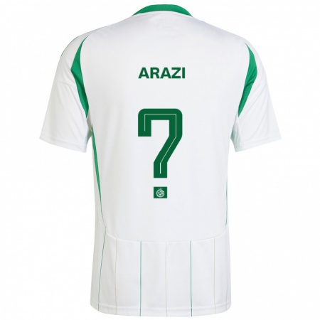 Kandiny Férfi Amit Arazi #0 Fehér Zöld Idegenbeli Jersey 2024/25 Mez Póló Ing