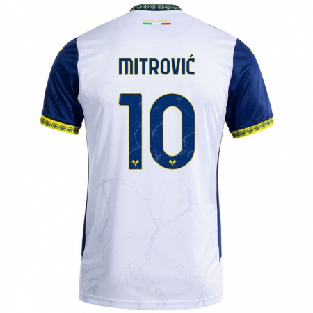 Kandiny Férfi Stefan Mitrović #10 Fehér Kék Idegenbeli Jersey 2024/25 Mez Póló Ing