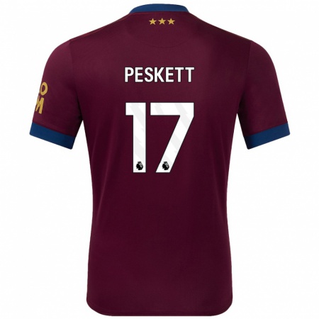 Kandiny Férfi Sophie Peskett #17 Barna Idegenbeli Jersey 2024/25 Mez Póló Ing