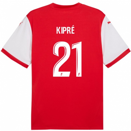 Kandiny Női Cédric Kipré #21 Piros Fehér Hazai Jersey 2024/25 Mez Póló Ing