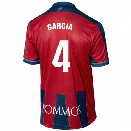 Kandiny Női Nacho García #4 Piros Kék Hazai Jersey 2024/25 Mez Póló Ing