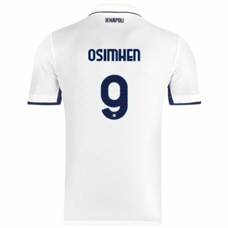 Kandiny Női Victor Osimhen #9 Fehér Royal Blue Idegenbeli Jersey 2024/25 Mez Póló Ing