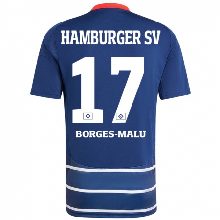 Kandiny Női Louis Borges-Malu #17 Sötétkék Idegenbeli Jersey 2024/25 Mez Póló Ing