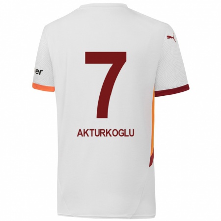 Kandiny Női Kerem Aktürkoğlu #7 Fehér Sárga Piros Idegenbeli Jersey 2024/25 Mez Póló Ing