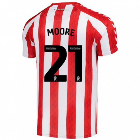 Kandiny Gyermek Simon Moore #21 Piros Fehér Hazai Jersey 2024/25 Mez Póló Ing