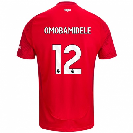 Kandiny Gyermek Andrew Omobamidele #12 Piros Fehér Hazai Jersey 2024/25 Mez Póló Ing