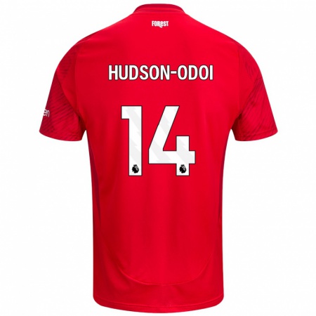 Kandiny Gyermek Callum Hudson-Odoi #14 Piros Fehér Hazai Jersey 2024/25 Mez Póló Ing