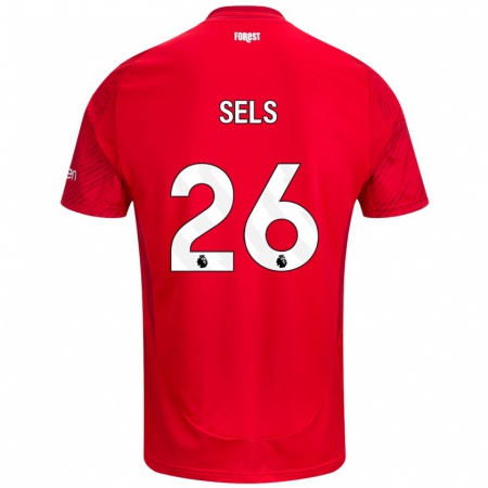 Kandiny Gyermek Matz Sels #26 Piros Fehér Hazai Jersey 2024/25 Mez Póló Ing