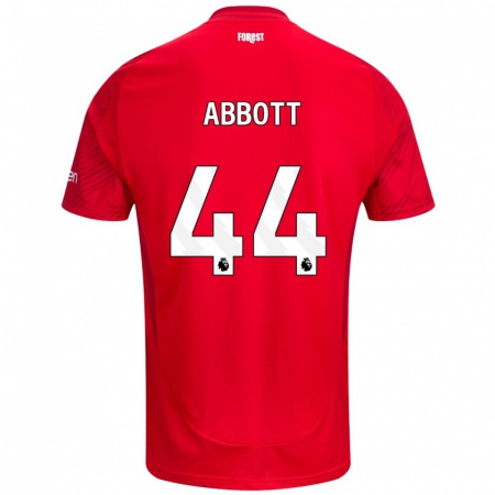 Kandiny Gyermek Zach Abbott #44 Piros Fehér Hazai Jersey 2024/25 Mez Póló Ing