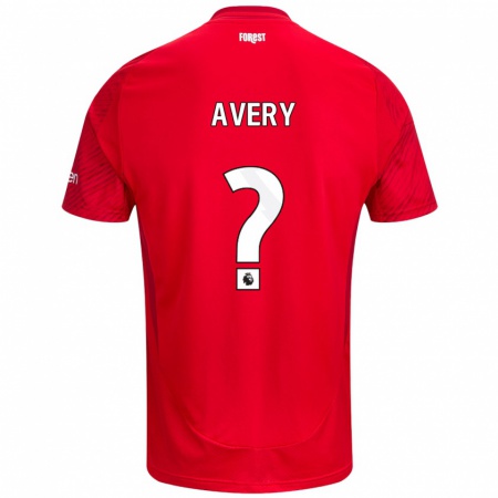 Kandiny Gyermek Theo Avery #0 Piros Fehér Hazai Jersey 2024/25 Mez Póló Ing