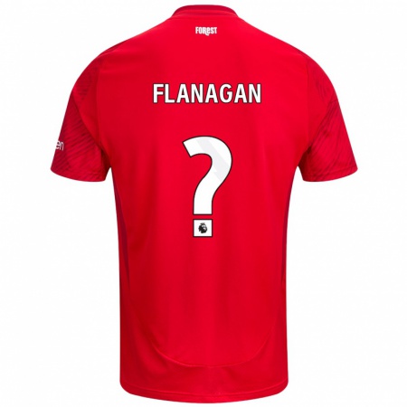 Kandiny Gyermek Theo Flanagan #0 Piros Fehér Hazai Jersey 2024/25 Mez Póló Ing