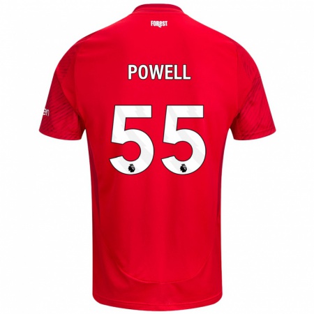 Kandiny Gyermek Josh Powell #55 Piros Fehér Hazai Jersey 2024/25 Mez Póló Ing