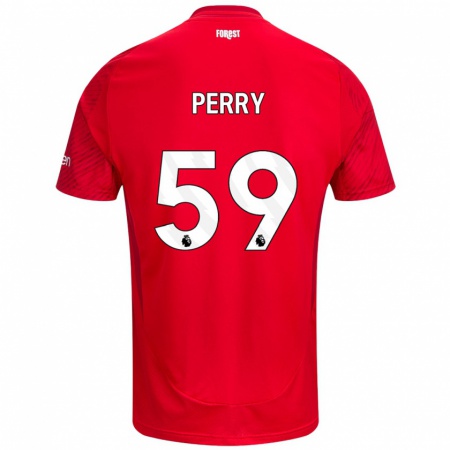 Kandiny Gyermek Ben Perry #59 Piros Fehér Hazai Jersey 2024/25 Mez Póló Ing