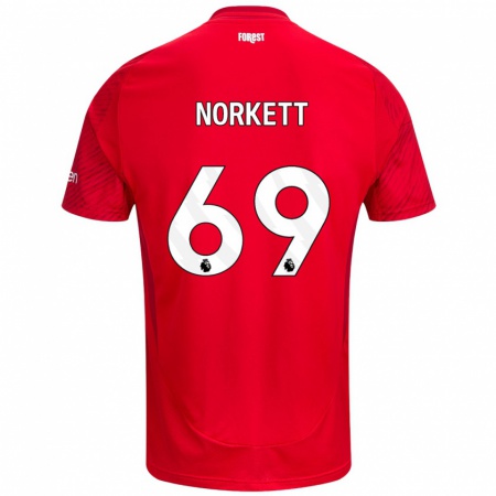 Kandiny Gyermek Manni Norkett #69 Piros Fehér Hazai Jersey 2024/25 Mez Póló Ing