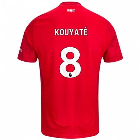 Kandiny Gyermek Cheikhou Kouyaté #8 Piros Fehér Hazai Jersey 2024/25 Mez Póló Ing