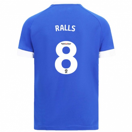 Kandiny Gyermek Joe Ralls #8 Égszínkék Hazai Jersey 2024/25 Mez Póló Ing