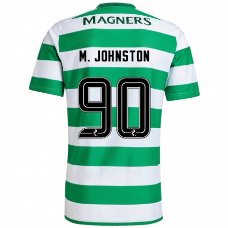 Kandiny Gyermek Mikey Johnston #90 Zöld Fehér Hazai Jersey 2024/25 Mez Póló Ing