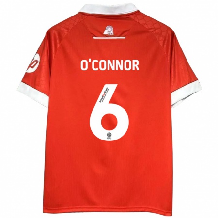 Kandiny Gyermek Thomas O'connor #6 Piros Fehér Hazai Jersey 2024/25 Mez Póló Ing