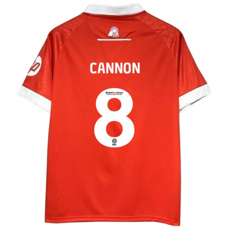 Kandiny Gyermek Andy Cannon #8 Piros Fehér Hazai Jersey 2024/25 Mez Póló Ing