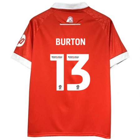 Kandiny Gyermek Callum Burton #13 Piros Fehér Hazai Jersey 2024/25 Mez Póló Ing