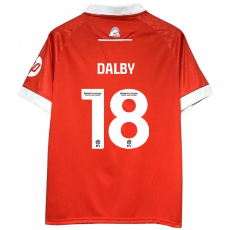 Kandiny Gyermek Sam Dalby #18 Piros Fehér Hazai Jersey 2024/25 Mez Póló Ing