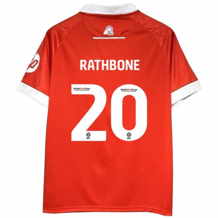 Kandiny Gyermek Ollie Rathbone #20 Piros Fehér Hazai Jersey 2024/25 Mez Póló Ing