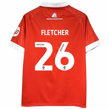 Kandiny Gyermek Steven Fletcher #26 Piros Fehér Hazai Jersey 2024/25 Mez Póló Ing