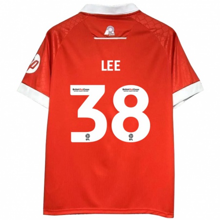 Kandiny Gyermek Elliot Lee #38 Piros Fehér Hazai Jersey 2024/25 Mez Póló Ing