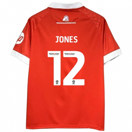 Kandiny Gyermek Carra Jones #12 Piros Fehér Hazai Jersey 2024/25 Mez Póló Ing