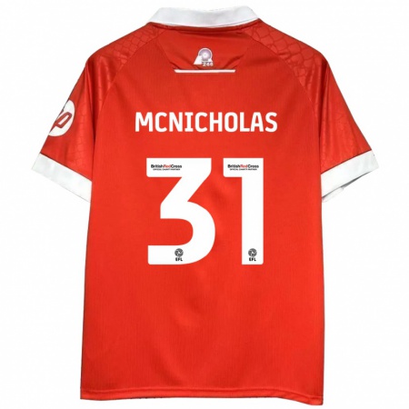 Kandiny Gyermek Luke Mcnicholas #31 Piros Fehér Hazai Jersey 2024/25 Mez Póló Ing