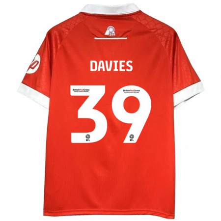 Kandiny Gyermek Daniel Davies #39 Piros Fehér Hazai Jersey 2024/25 Mez Póló Ing