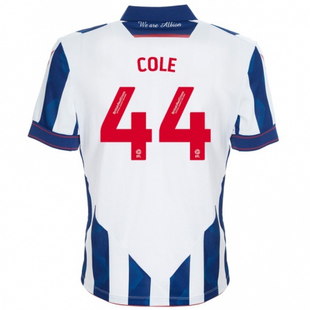 Kandiny Gyermek Devante Cole #44 Fehér Sötétkék Hazai Jersey 2024/25 Mez Póló Ing