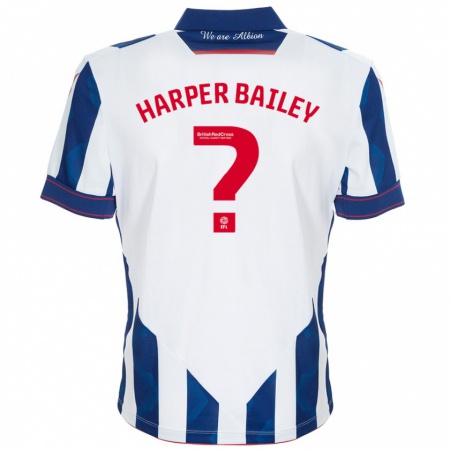 Kandiny Gyermek Aaron Harper-Bailey #0 Fehér Sötétkék Hazai Jersey 2024/25 Mez Póló Ing