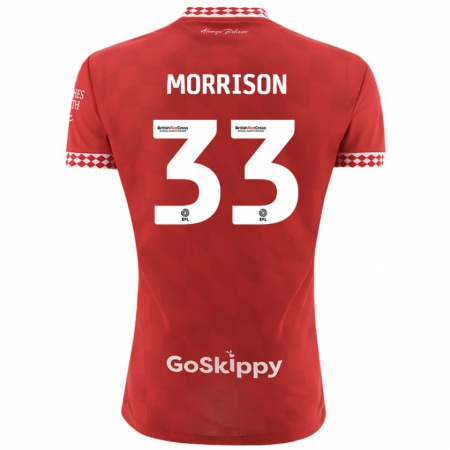 Kandiny Gyermek Elijah Morrison #33 Piros Hazai Jersey 2024/25 Mez Póló Ing