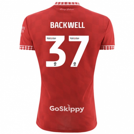 Kandiny Gyermek Tommy Backwell #37 Piros Hazai Jersey 2024/25 Mez Póló Ing