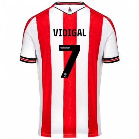 Kandiny Gyermek André Vidigal #7 Piros Fehér Hazai Jersey 2024/25 Mez Póló Ing