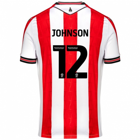 Kandiny Gyermek Daniel Johnson #12 Piros Fehér Hazai Jersey 2024/25 Mez Póló Ing