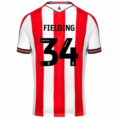 Kandiny Gyermek Frank Fielding #34 Piros Fehér Hazai Jersey 2024/25 Mez Póló Ing