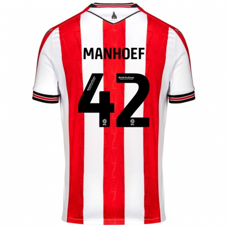 Kandiny Gyermek Million Manhoef #42 Piros Fehér Hazai Jersey 2024/25 Mez Póló Ing