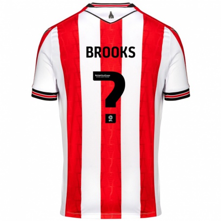 Kandiny Gyermek Alfie Brooks #0 Piros Fehér Hazai Jersey 2024/25 Mez Póló Ing